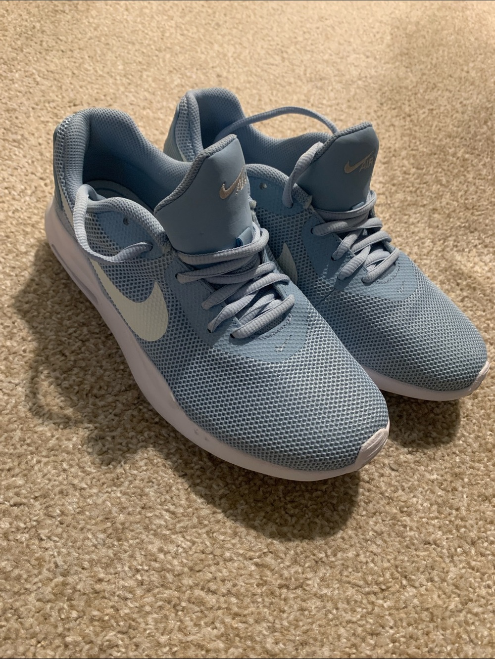 Nike Air Women’s Light Blue Mesh Athletic Sneakers with White Swoosh